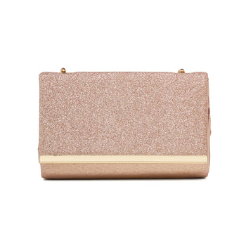 Clutch gioiello oro rosa glitterata da donna Lora Ferres, Borse e accessori Donna, SKU b514000178, Immagine 0